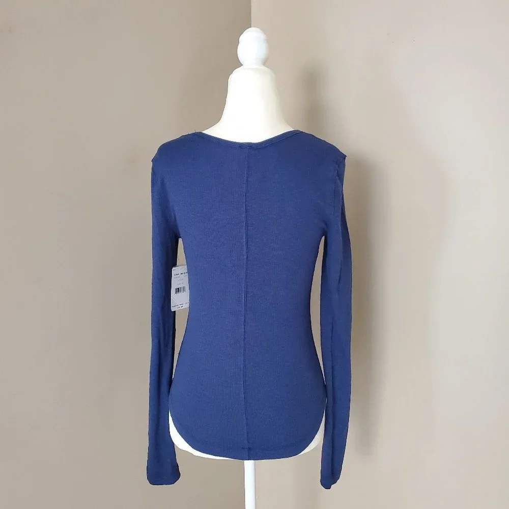 Free People Tate Keyhole Blue Layering Top XS NWT